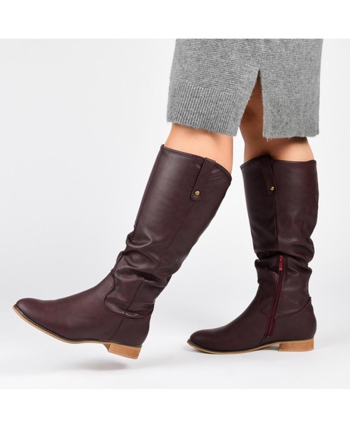 Women's Taven Extra Wide Calf Stacked Heel Western Detail Mid Shaft Boots