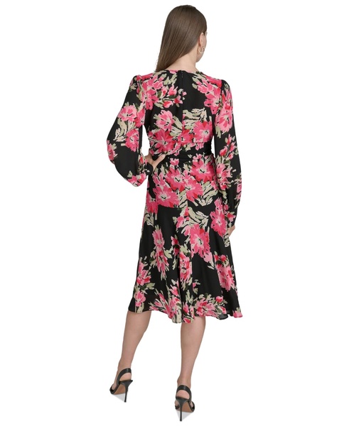 Women's Floral-Print Ruched Fit & Flare Dress