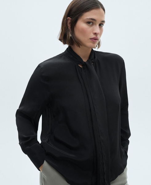 Women's Bow Detail Satin Shirt