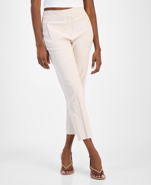 Women's Striped Straight-Leg Cropped Pants, Exclusively at Macy's