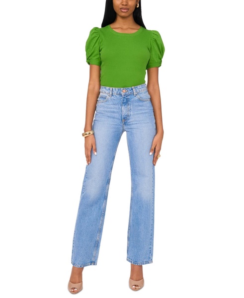 Women's Puff Sleeve Short Sleeve Knit T-shirt