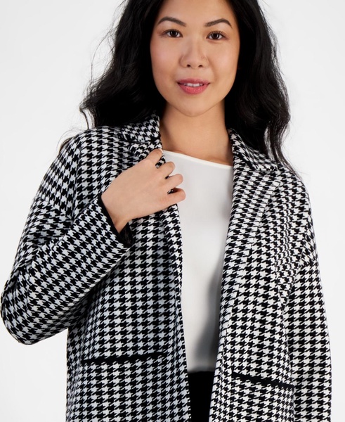 Petite Houndstooth Notched-Collar Sweater