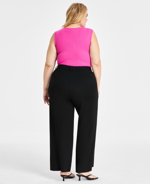Trendy Plus Size High-Rise Wide-Leg Ponté-Knit Pants, Created for Macy's