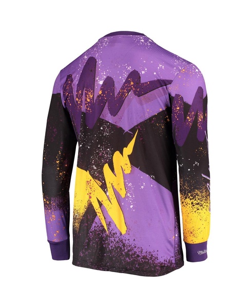 Men's Purple Los Angeles Lakers Hardwood Classics Hyper Hoops Moto Sublimated Long Sleeve T-shirt