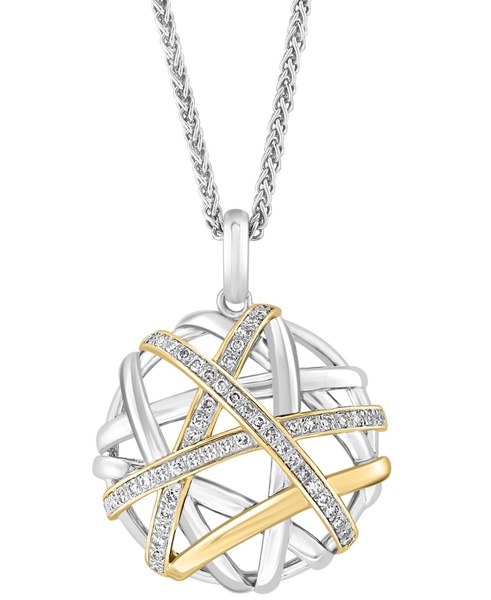 EFFY® Diamond Intertwining 18" Pendant Necklace (1/4 ct. t.w.) in Sterling Silver & 14k Gold-Plate