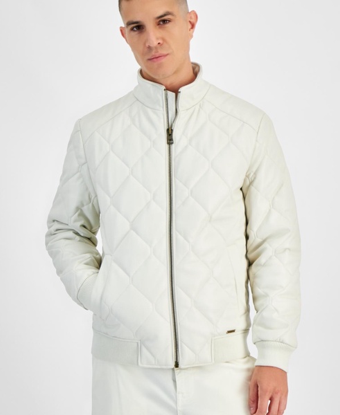Men's Quilted Full-Zip Faux-Leather Jacket