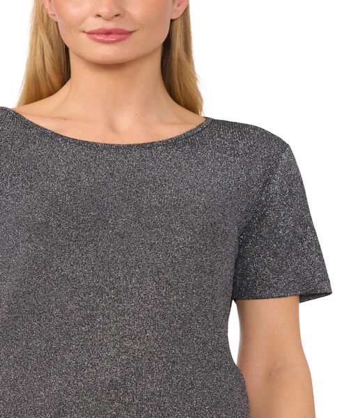 Women's Metallic Crewneck Short-Sleeve Sweater