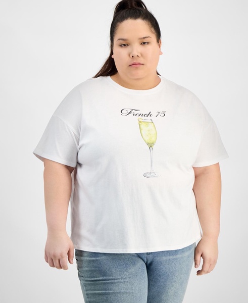 Trendy Plus Size Cotton French 75 Graphic Tee, Exclusively at Macy's