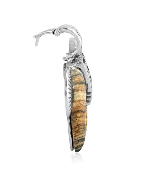 Sterling Silver Picture Jasper Gemstone Spirit Horse Pendant Enhancer