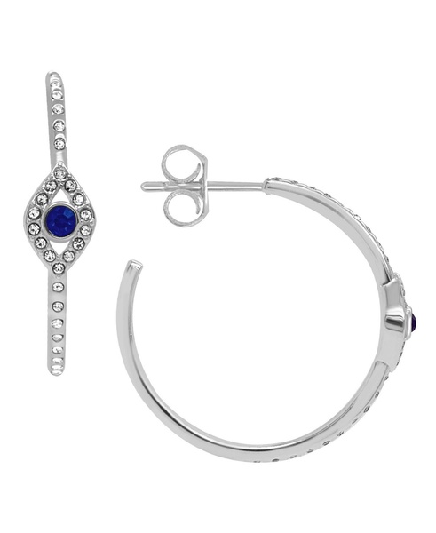 Crystal Evil Eye C Hoop Post Earrings