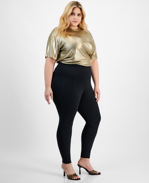 Trendy Plus Size High-Rise Seam-Front Leggings, Created for Macy's