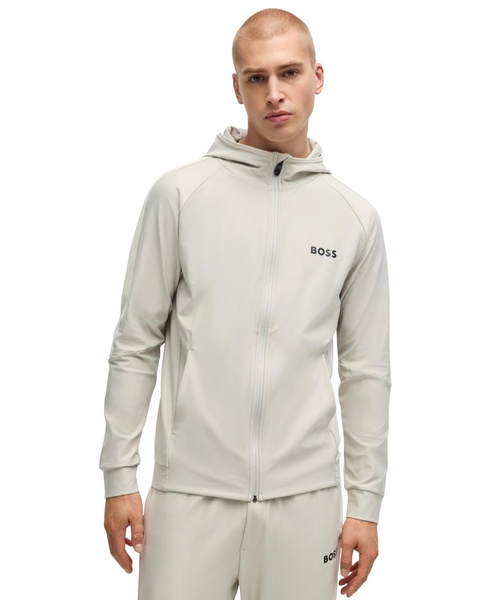 BOSS by Men’s Signature-Stripe Regular-Fit Zip-Up Hoodie