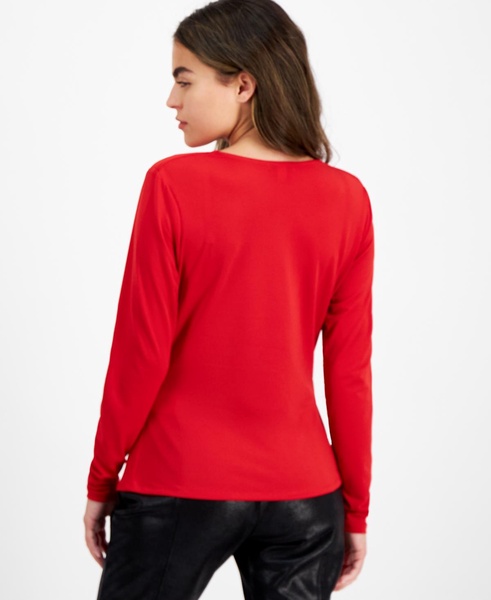 Petite Long-Sleeve Knit Cowlneck Top, Created for Macy's