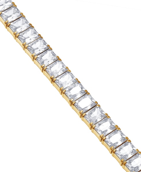 Men's Cubic Zirconia Baguette Tennis Bracelet in Stainless Steel
