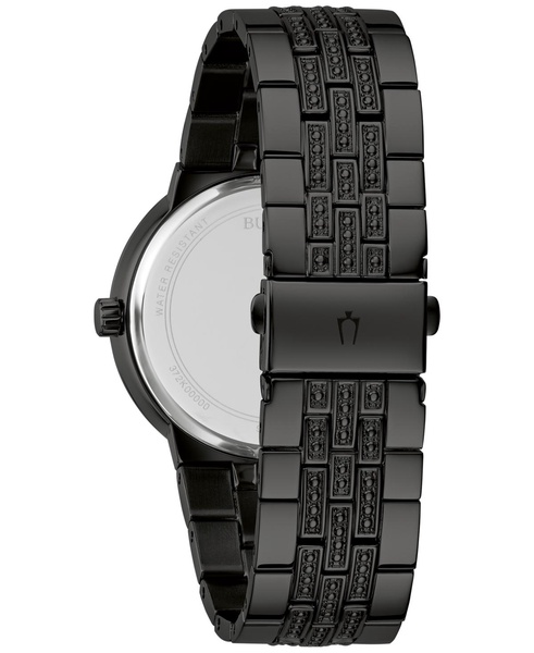 Men's Classic Crystal Black-Tone Stainless Steel Bracelet Watch 40mm Gift Set