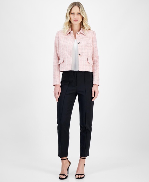 Women's Cropped Button-Front Collared Jacket