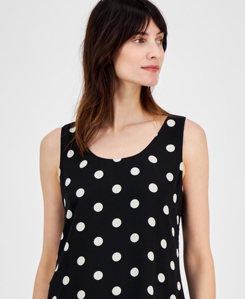 Petite Dot-Print Sleeveless Scoop-Neck Top