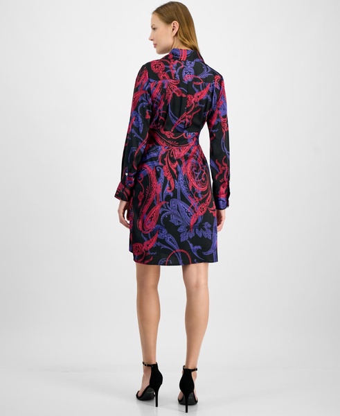 Women's Printed Faux-Wrap Dress