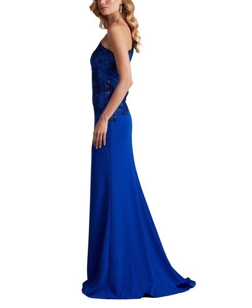 Women's Abner One Shoulder Embroidered Bodice Gown