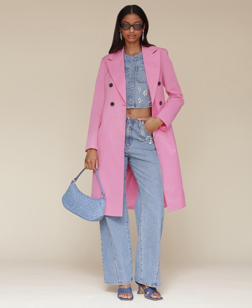 Women's Rhinestone-Trim Hollywood-Waist Wide-Leg Jeans