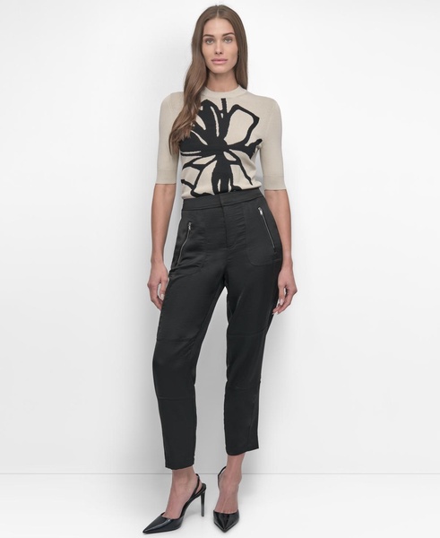 Women's Elastic Waist-Back Zipper Trousers