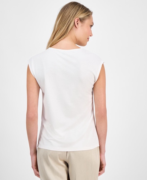 Women's Pleated Cap-Sleeve Top