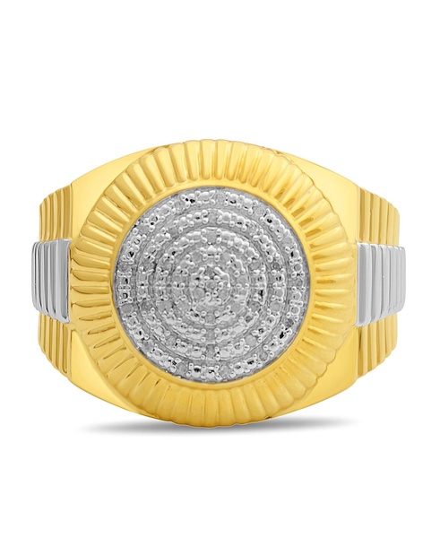 Men's Diamond Two-Tone Circle Cluster Style Ring (1/10 ct. t.w.) in 18k Gold-Plate  Sterling Silver (Also in Sterling Silver)