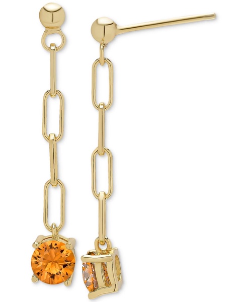 Lab Grown Blue Topaz Paperclip Link Drop Earrings (1-1/8 ct. t.w.) in 14k Gold-Plated Sterling Silver (Also available in Lab Grown Citrine)