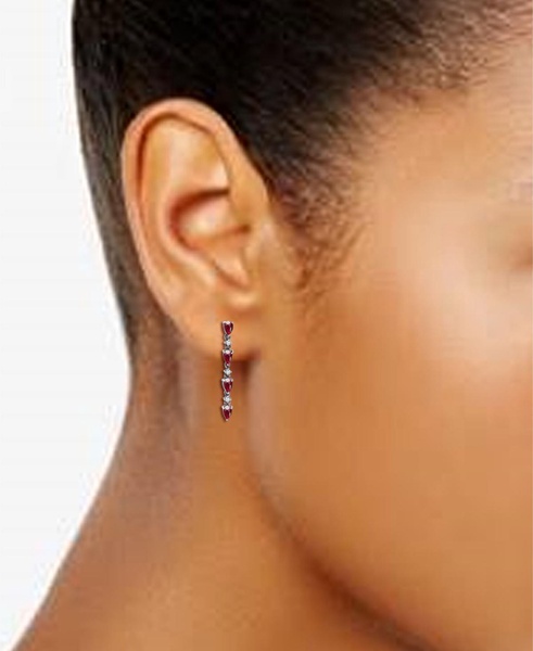 Created Ruby and Cubic Zirconia Linear Drop Earrings