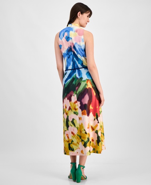 Women's Rope-Belt Watercolor-Print Dress