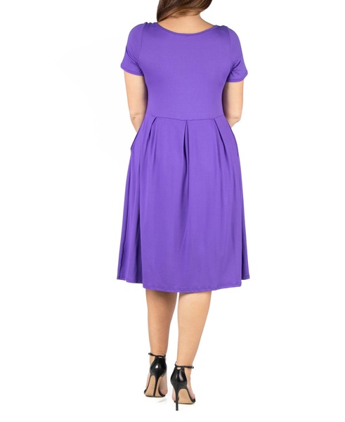 Plus Size Short Sleeve Midi Dress with Pockets