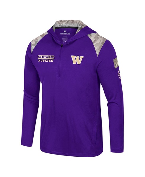 Men's Purple Washington Huskies OHT Military Appreciation Quarter-Zip Hoodie Jacket