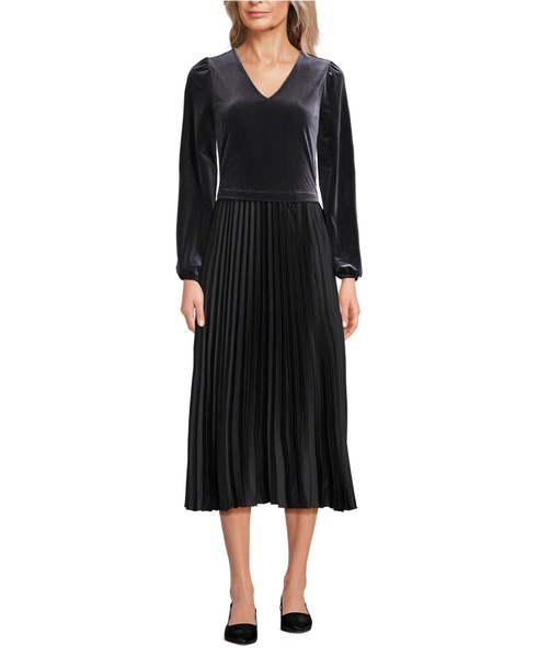 Women's Velvet and Satin Duet Midi Dress