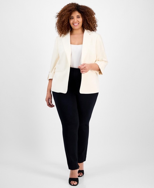 Anne Klein Plus Size 3/4-Sleeve Open-Front Blazer