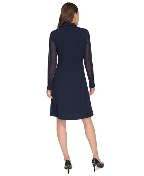 Women's Chiffon-Sleeve Faux-Wrap Dress