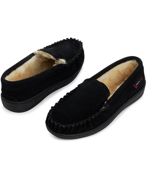 Yukon Men's Suede Shearling Moccasin Slippers Moc Toe Slip On Shoes