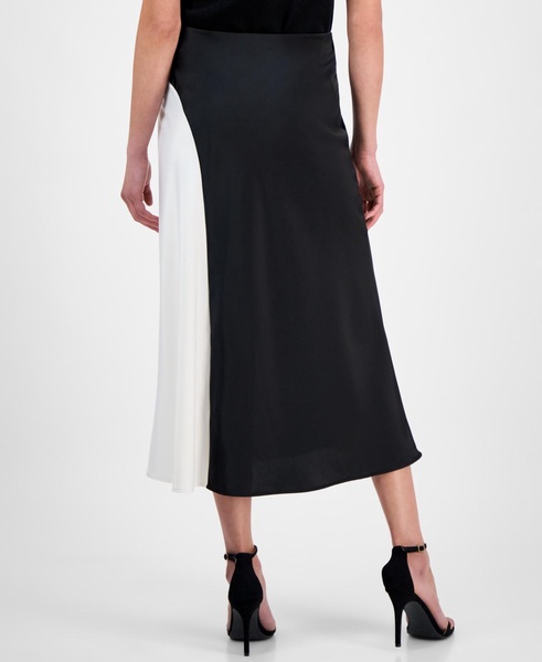 Women's Bias-Cut Colorblocked Midi Skirt