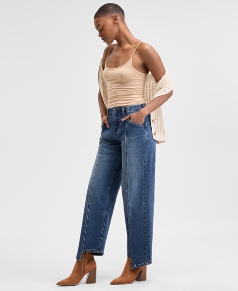 Women's Seamfront Asymmetric Wide-Leg Jeans, Exclusively at Macy's