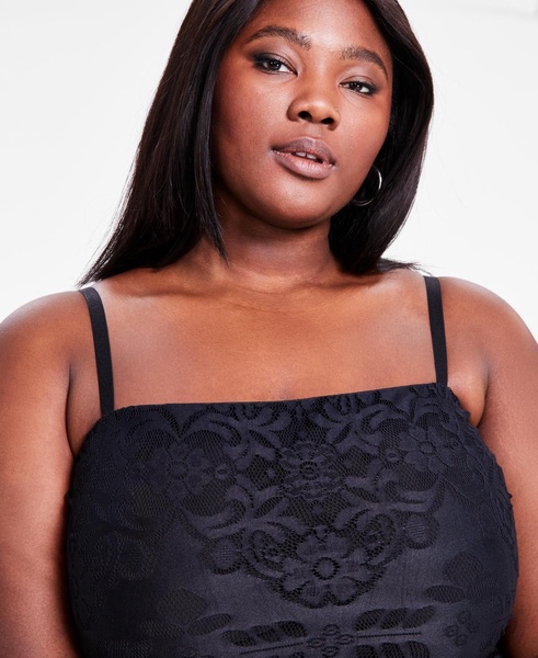 Trendy Plus Size Sleeveless Ruffle-Hem Lace Dress, Exclusively at Macy's 