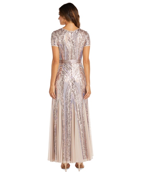Women's Sequin Embellished Short-Sleeve Gown