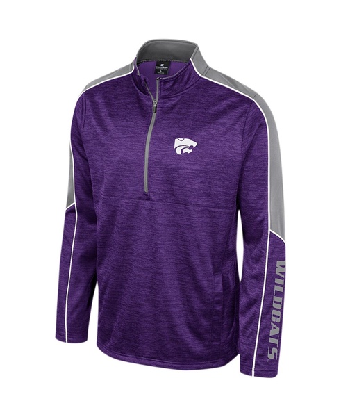 Men's Purple Kansas State Wildcats Marled Half-Zip Jacket