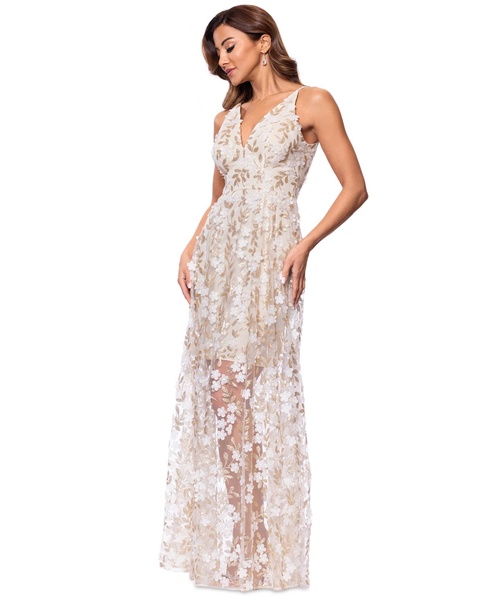 Women's Sequin Embellished V-Neck Sleeveless Gown
