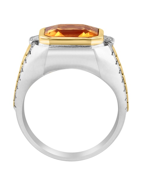 EFFY® Men's Citrine (5-1/10 ct. t.w.) & White Topaz (1/10 ct. t.w.) Ring in Sterling Silver & 14k Gold-Plated Sterling Silver
