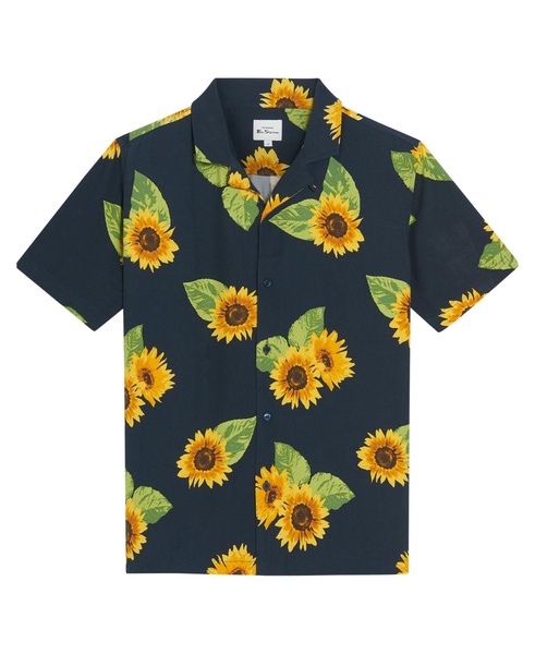 Men's Sunflower Print Short Sleeve Shirt