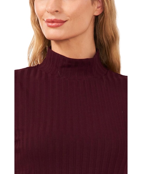 Women's Sleeveless Mock Neck Wide Rib Knit Top