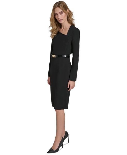 Women's Asymmetric Belted Sheath Dress