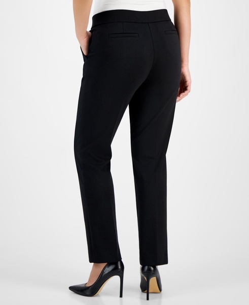 Petite Pull-On Faux-Fly Front Pants 