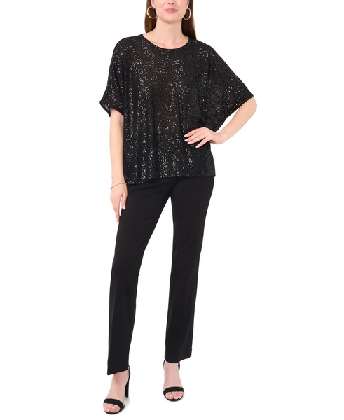 Women's Round-Neck Short-Sleeve Sequined Top