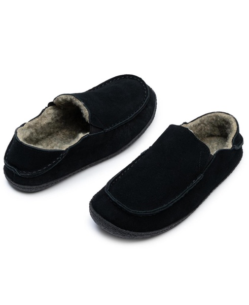 Men's Gary Genuine Suede Moccasin Slippers Sherpa Slip On Shoes