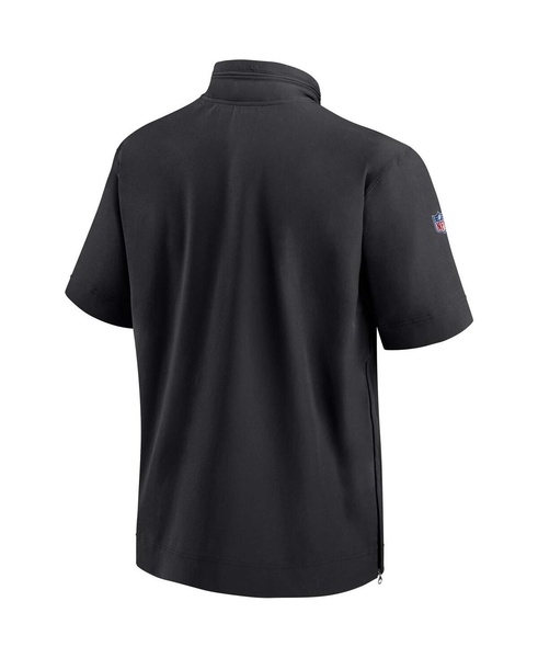 Men's Black Jacksonville Jaguars Sideline Coach Short Sleeve Hoodie Quarter-Zip Jacket